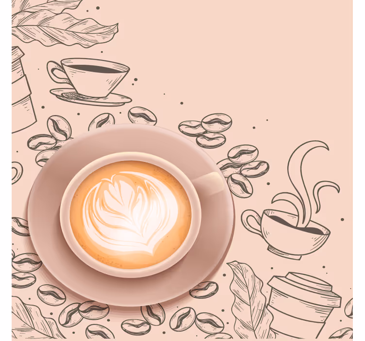 Posavasos moderno arte de taza de café elegante - TenVinilo