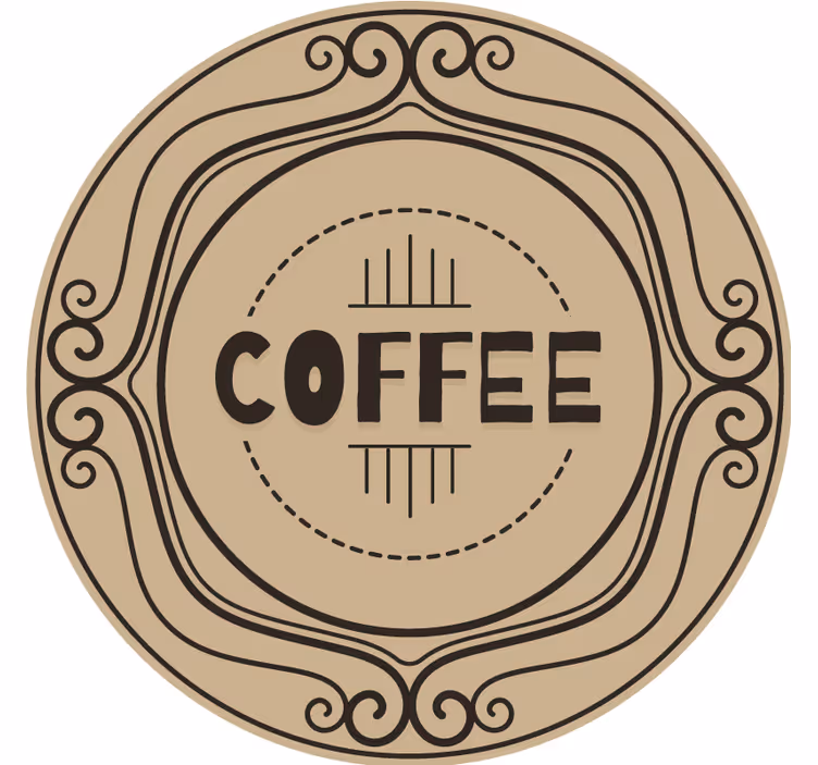 Posavasos personalizable emblema circular de café elegante - TenVinilo