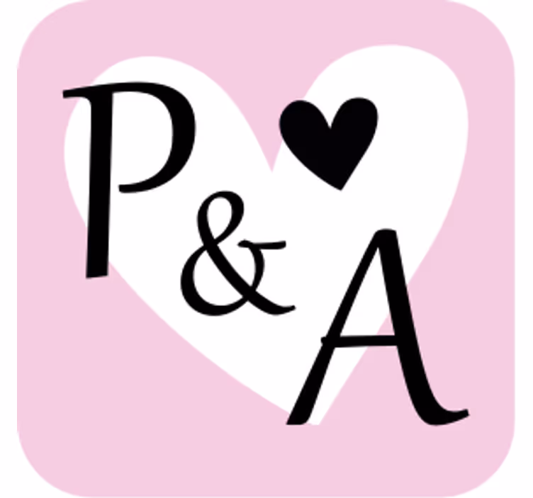 Posavasos boda iniciales con motivo de corazón - TenVinilo