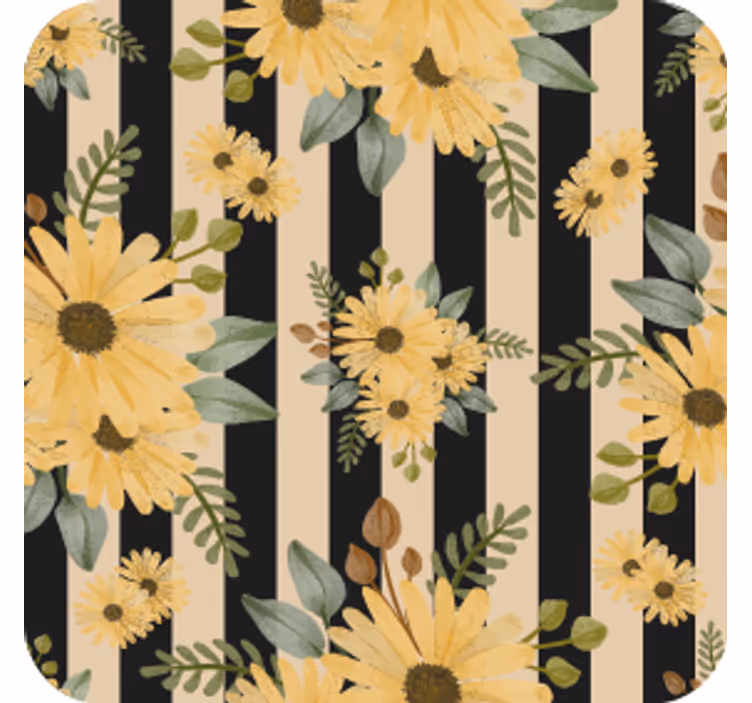 Posavasos textura patrón rayas florales - TenVinilo