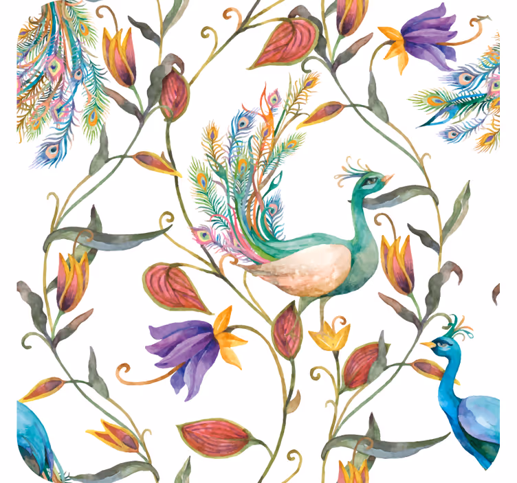 Posavasos frikis motivo floral de pavo real - TenVinilo