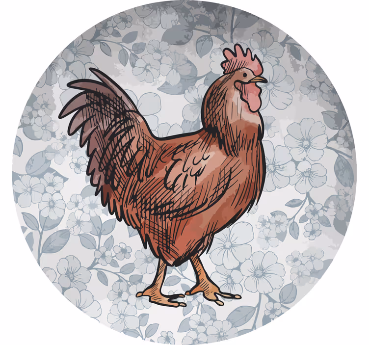 Posavasos moderno ilustración de pollo floral - TenVinilo
