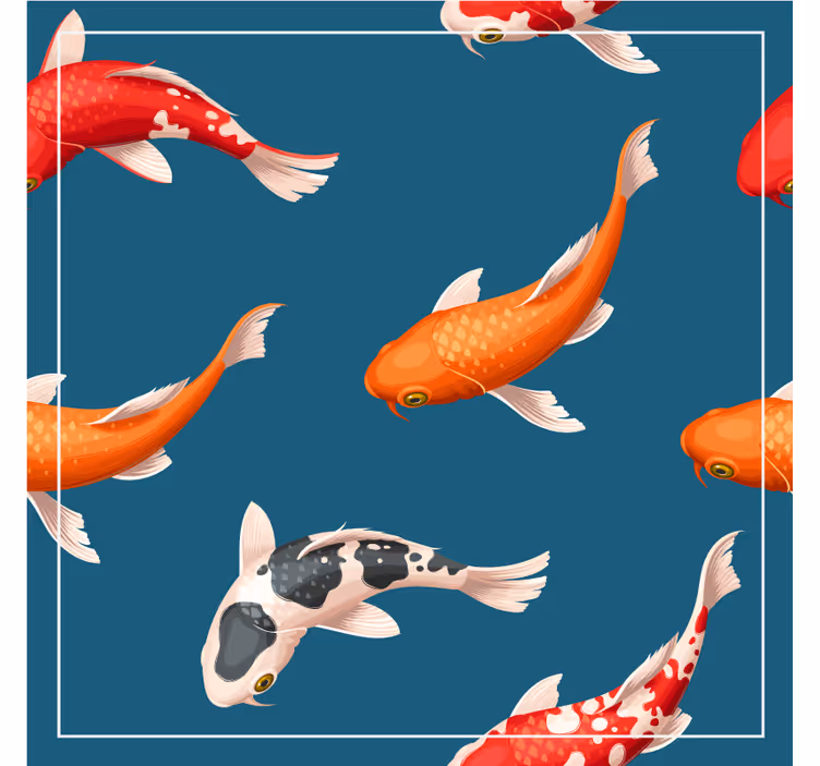 Posavasos moderno patrón de peces koi coloridos - TenVinilo
