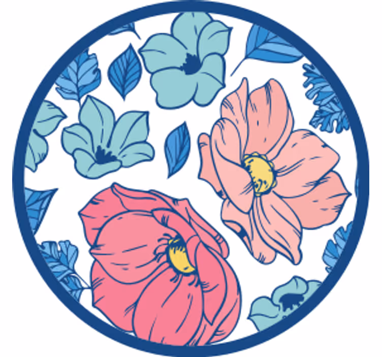 Posavasos moderno círculo de patrón floral - TenVinilo