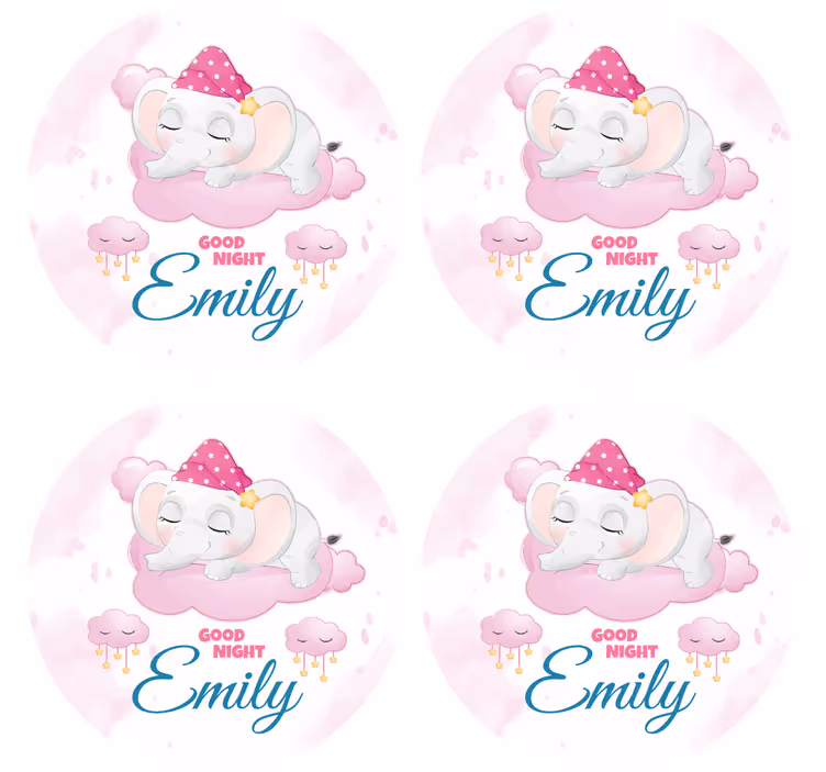 Posavasos personalizable diseño de elefante dormilón - TenVinilo