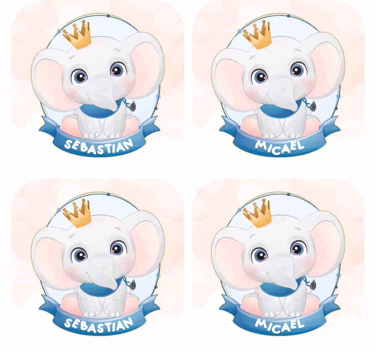 Posavasos personalizable retratos de elefante - TenVinilo