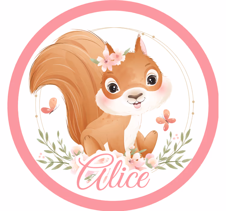 Posavasos personalizable ilustración de ardilla linda - TenVinilo