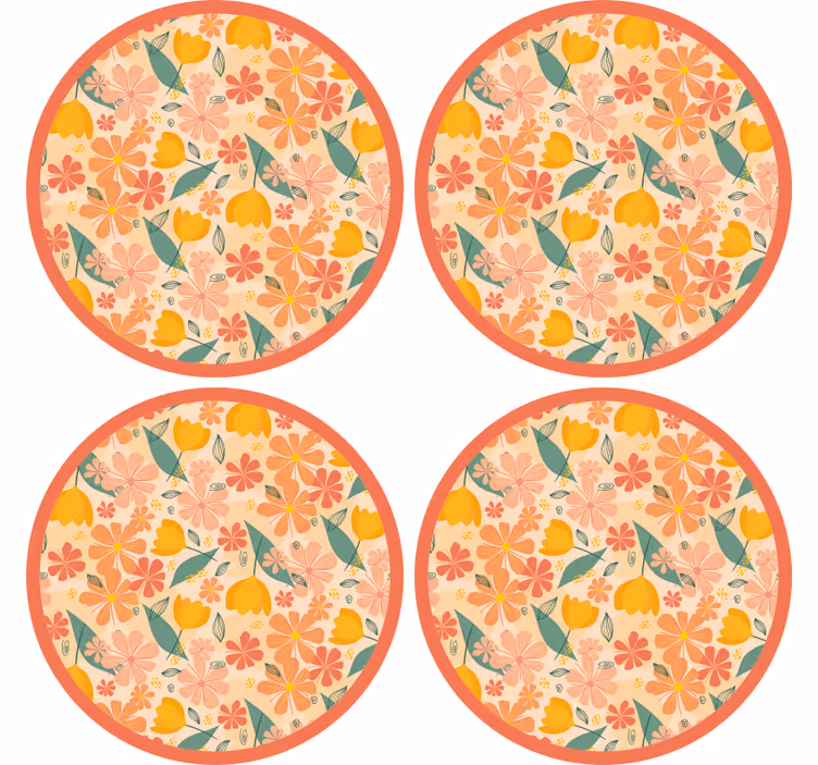 Posavasos textura superficie redonda floral - TenVinilo