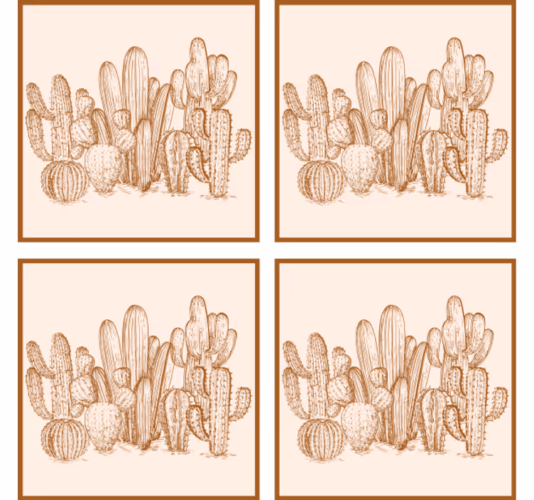 Posavasos textura ilustración de variedades de cactus - TenVinilo