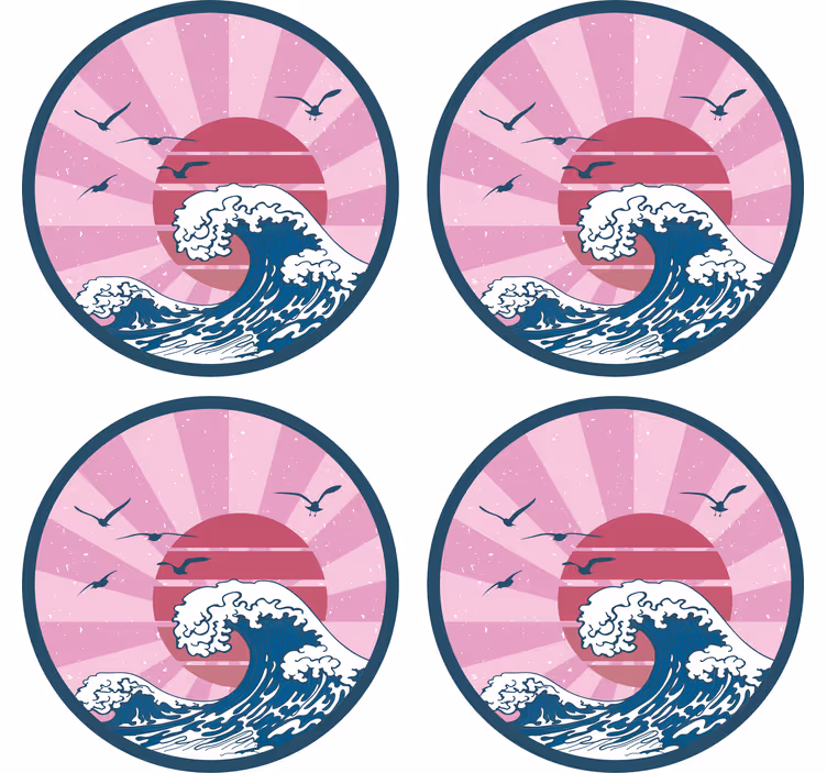 Posavasos frikis diseño retro de olas oceánicas - TenVinilo