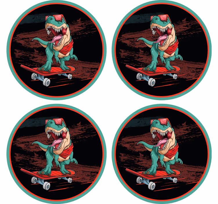 Posavasos frikis dinosaurio patinador gráfico - TenVinilo