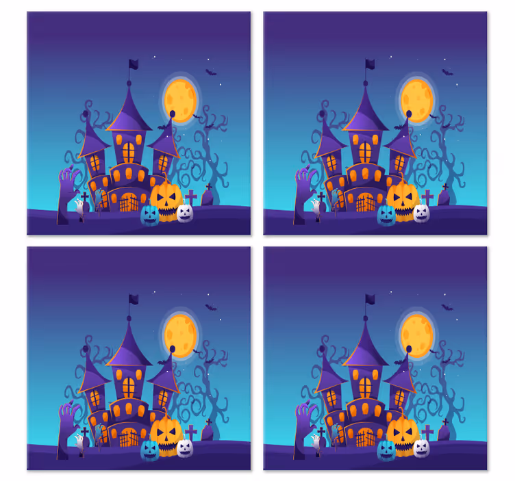Posavasos Halloween Cementerio espeluznante con murciélagos y cal - TenVinilo