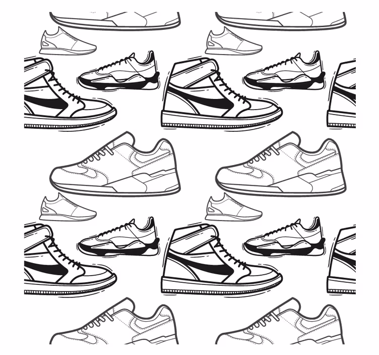 Posavasos moderno con patrones de siluetas de zapatillas - TenVinilo