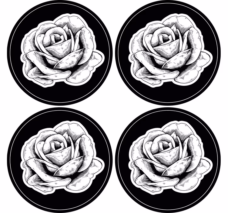 Posavasos textura rosa negra intrincada - TenVinilo