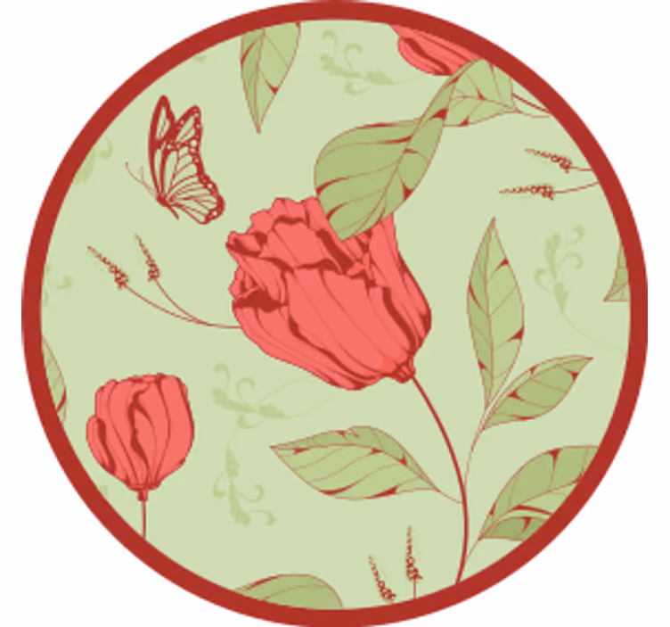 Posavasos moderno patrón floral con mariposas - TenVinilo