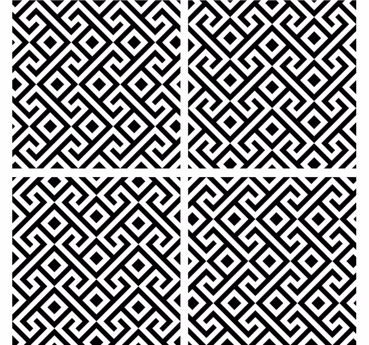 Posavasos textura patrón geométrico blanco y negro - TenVinilo