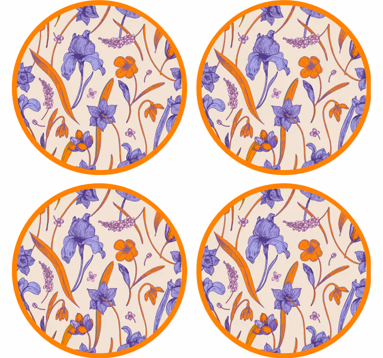 Flor de azafrán púrpura y naranja más posavasos - TenVinilo