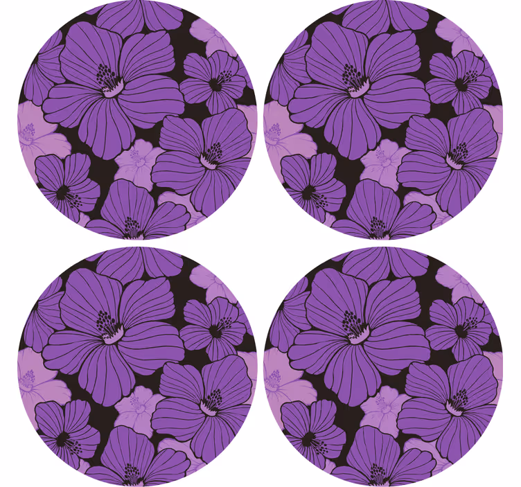 Posavasos textura patrón floral púrpura vibrante - TenVinilo