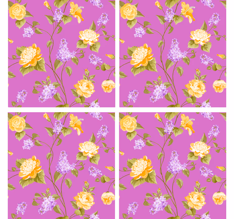 Posavasos textura estampado floral con rosas amarillas - TenVinilo