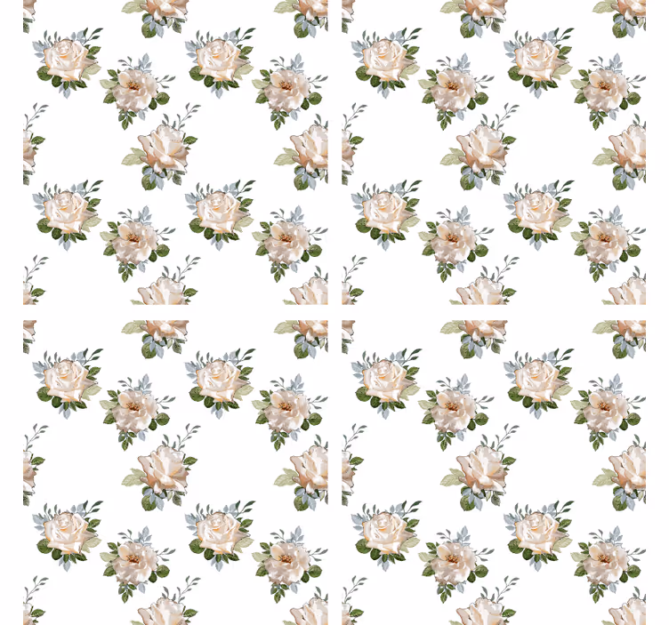 Posavasos textura fondo floral blanco - TenVinilo