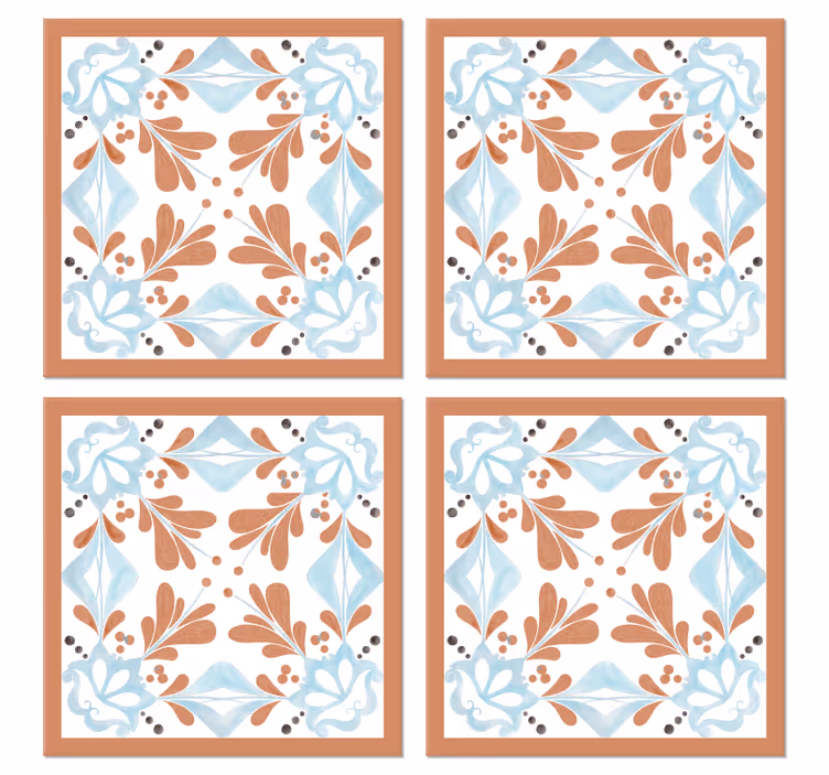 Posavasos Azulejo floral mediterráneo - TenVinilo