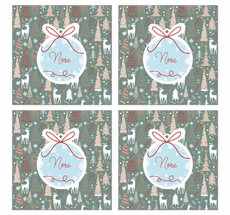 Posavasos navidad patrón de bosque - TenVinilo