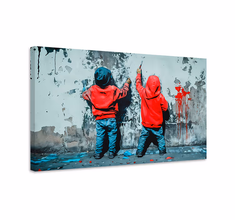 Cuadro arte pintando chicos - TenVinilo