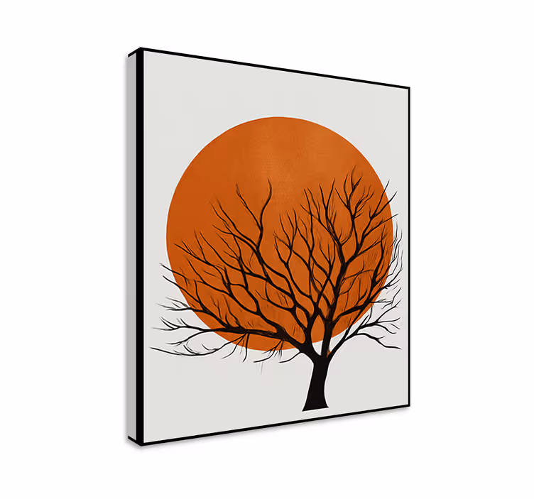 Cuadro árboles silueta de puesta de sol dorada - TenVinilo