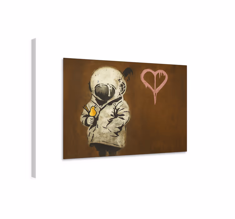 Cuadro arte chica espacial y pájaro - TenVinilo
