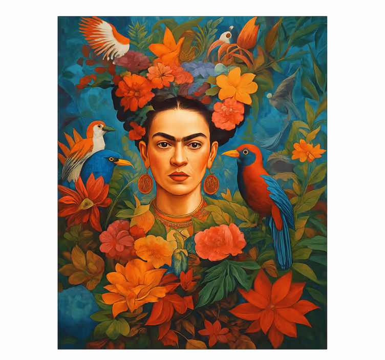 Cuadro arte frida kahlo, aves exóticas - TenVinilo