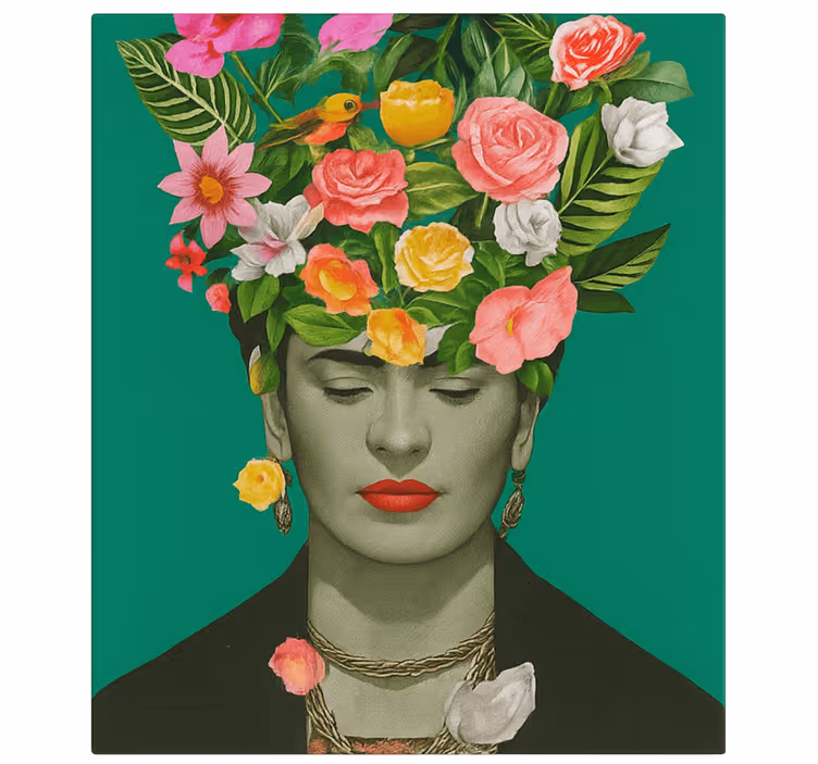 Cuadro arte flores coloridas de frida kahlo - TenVinilo