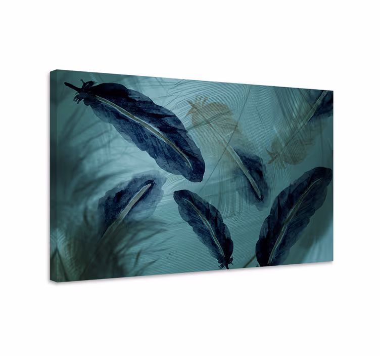 Cuadro azul estética de plumas acuareladas - TenVinilo