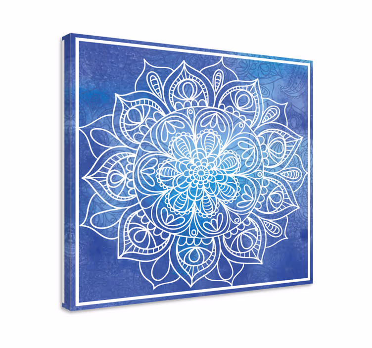 Cuadro azul mandala azul dibujado a mano - TenVinilo