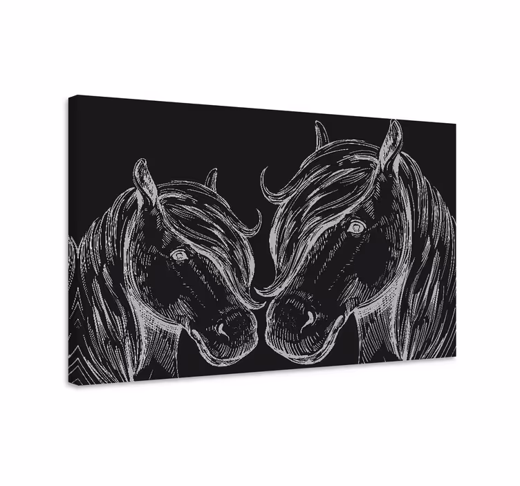 Cuadro caballos imagen en blanco y negro de dos caballos - TenVinilo
