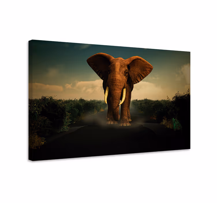 Cuadro elefante en la carretera - TenVinilo