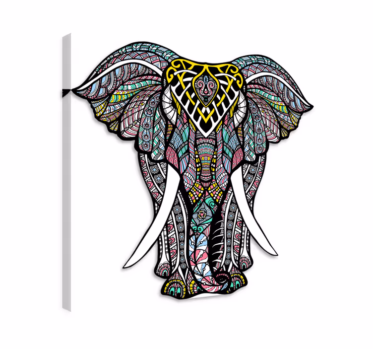 Cuadro elefante alfombra vinílica elefante mandala - TenVinilo