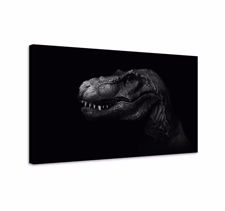 Cuadro dinosaurios realista y elegante sobre fondo negro - TenVinilo