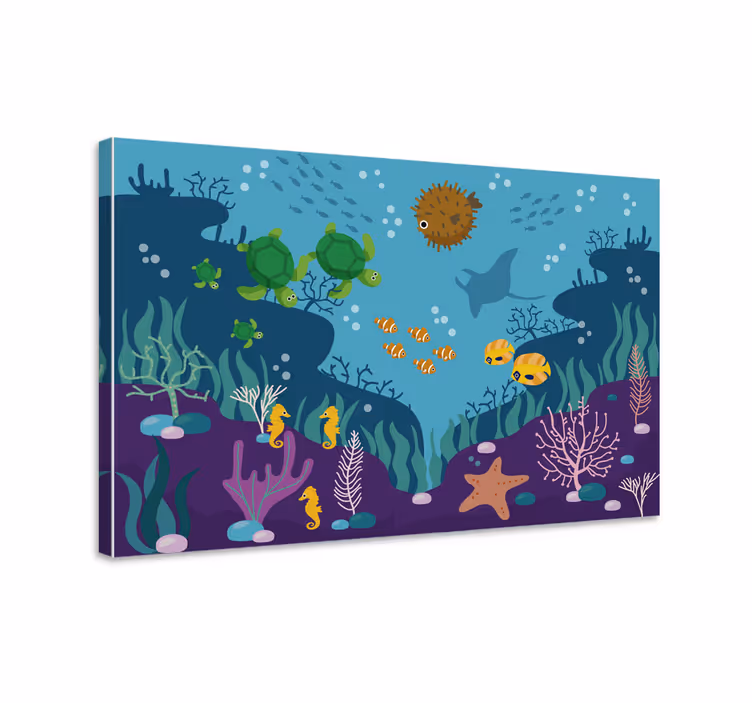 Cuadro peces fotomural infantil en el mar - TenVinilo