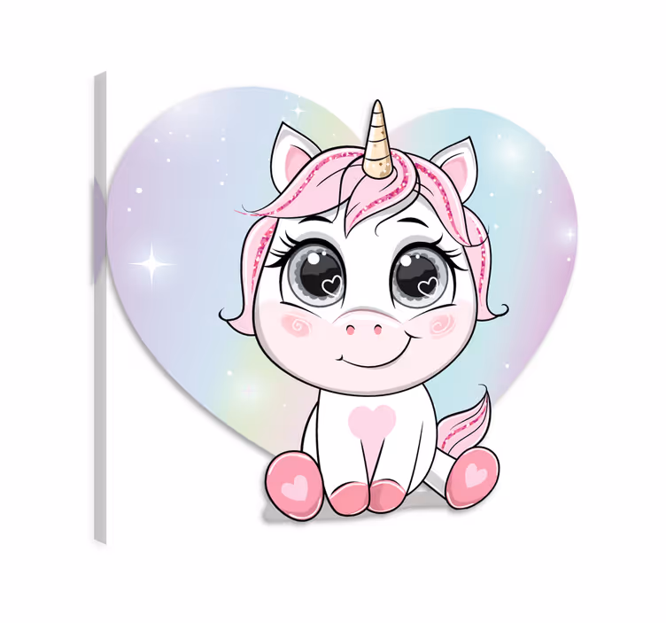 Cuadro de unicornios amor de corazones de dibujos - TenVinilo