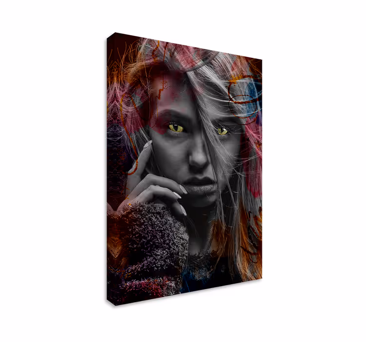 Cuadro de personas retrato femenino enigmático - TenVinilo