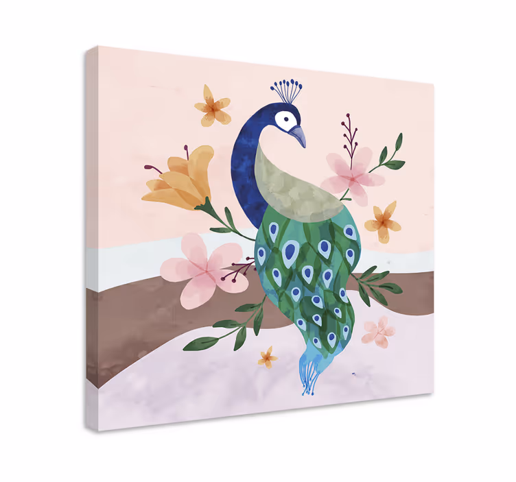 Cuadro aves flor de pavo real - TenVinilo