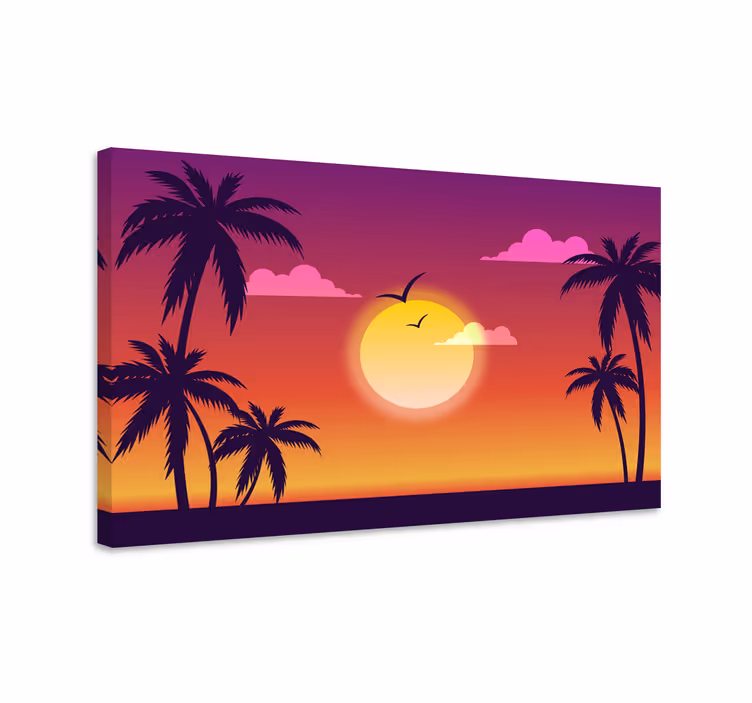 Cuadro paisajes escena de atardecer tropical - TenVinilo