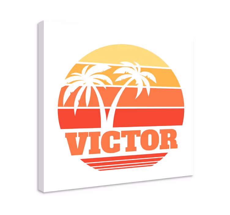Cuadro personalizable palmera al atardecer - TenVinilo