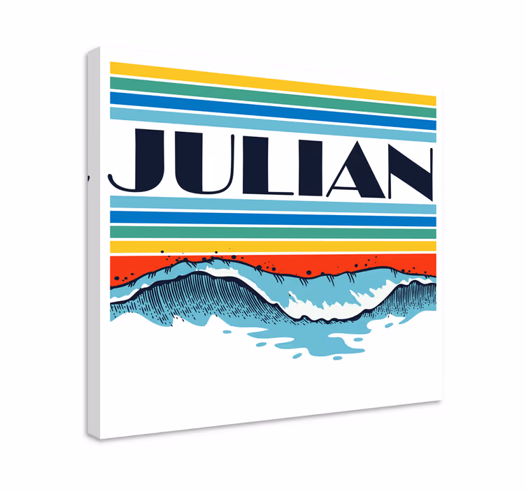 Cuadro con nombre y olas vintage - TenVinilo