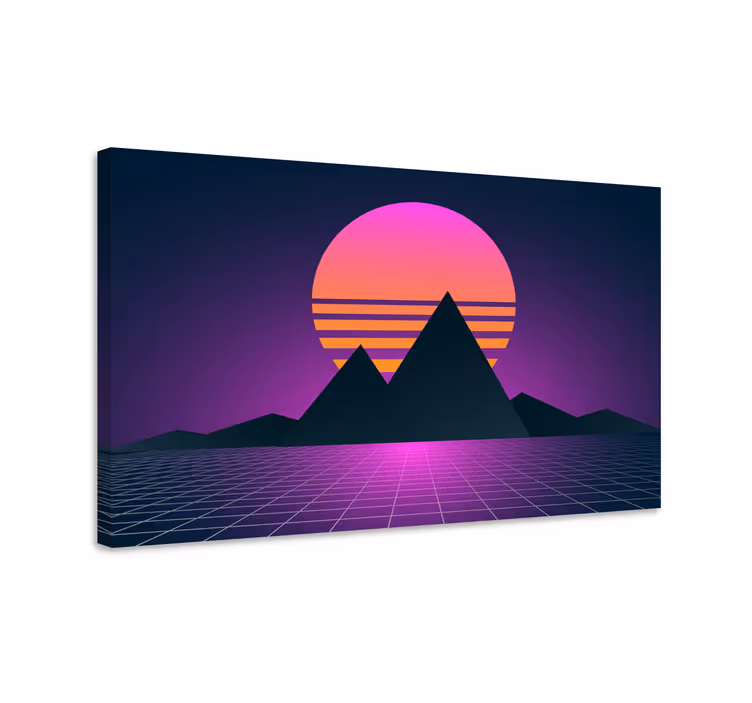 Cuadro retro vintage paisaje montañoso de onda sintética - TenVinilo