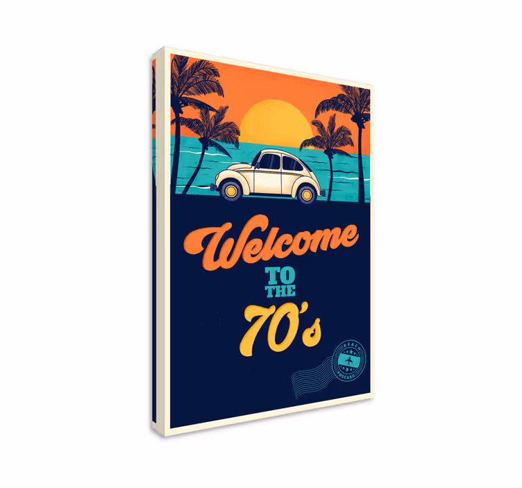 Cuadro vintage cartel retro junto a la playa - TenVinilo