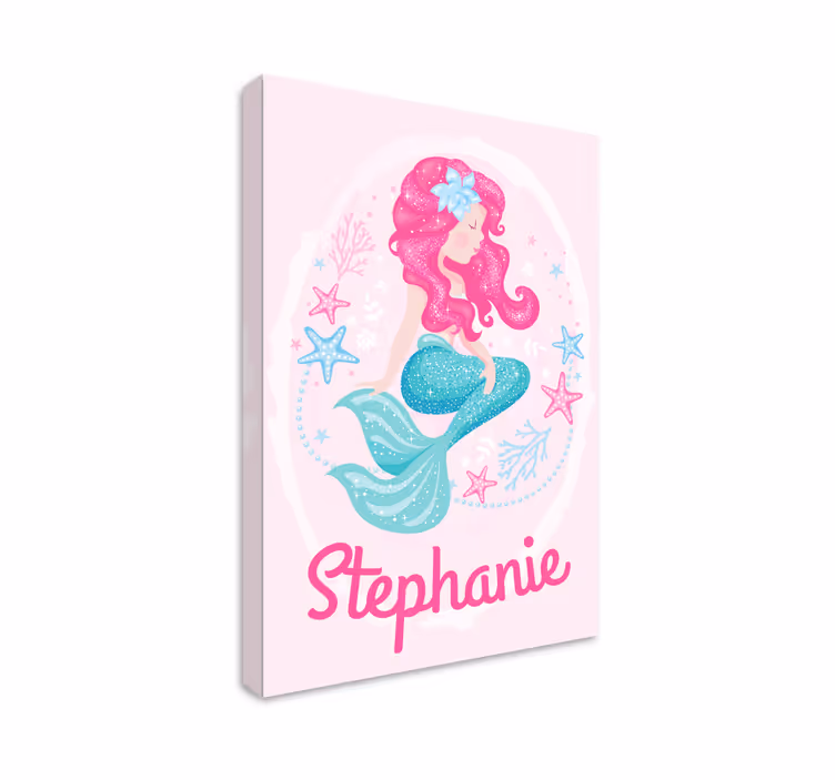 Cuadro dormitorio infantil sirena personalizada - TenVinilo