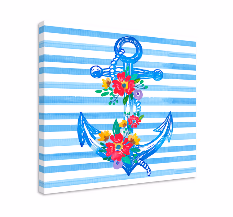 Cuadro de marineros ilustración de ancla floral - TenVinilo