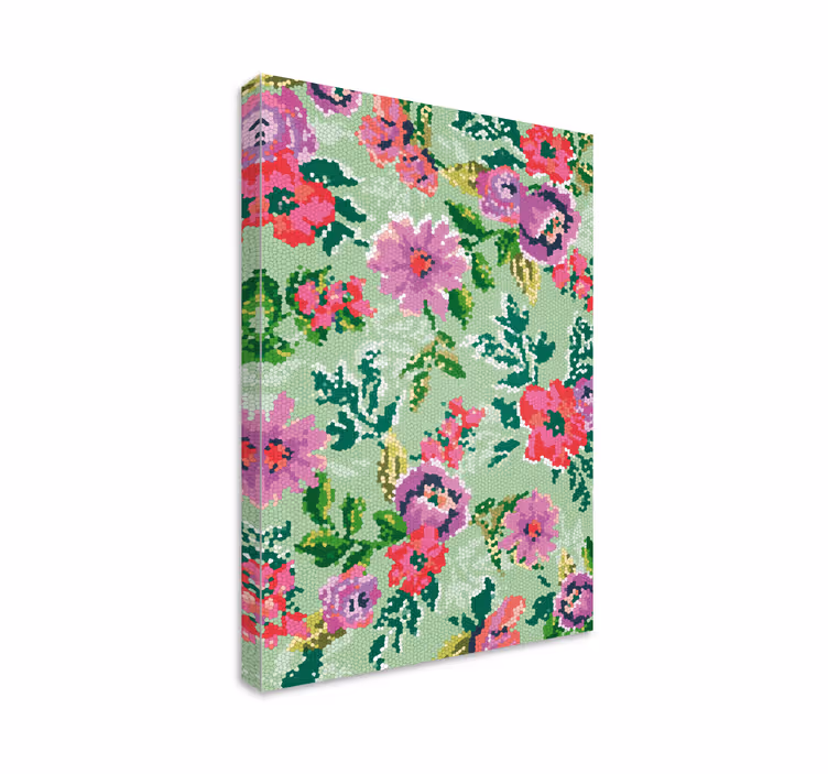 Cuadro de flores patrón floral de mosaico - TenVinilo