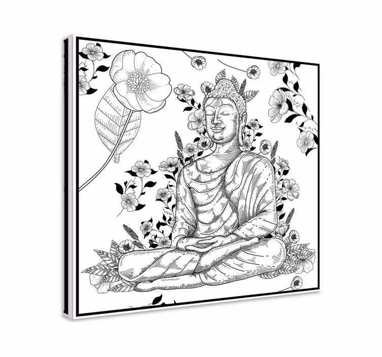 Cuadro buda armonía floral  - TenVinilo